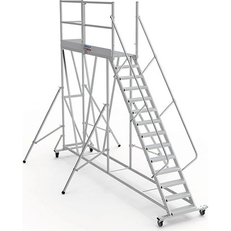 Mobile Plattform mit Geländer links und hinten - Maximale Arbeitshöhe 4.80m - PTF2514G-RS