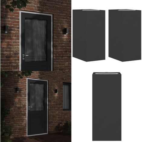Außenwandleuchten 2 Stk. Schwarz Aluminiumdruckguss - Außenleuchten - Wandleuchten - Gartenbeleuchtung - LED-Leuchte - Edelstahl - Home & Living (1/5)