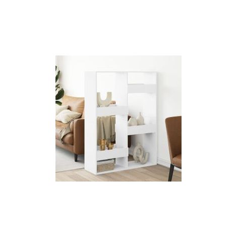 Cloison de séparation blanc 100x33x135 bois d'ingénierie (1/5)