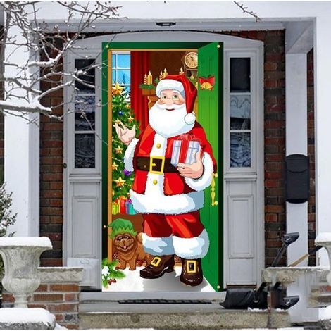 Christmas Door Cover, 185 x 90cm Holiday Door Banner, Outdoor Christmas Decoration, Door Mat