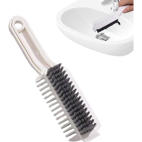 Brosse de nettoyage pour recoins  Poils rigides, manche antidérapant  Brosse de nettoyage compacte pour petits espaces - convient aux salles de bains, salles de douche, recoins de carrelage, coins d'é (1/5)
