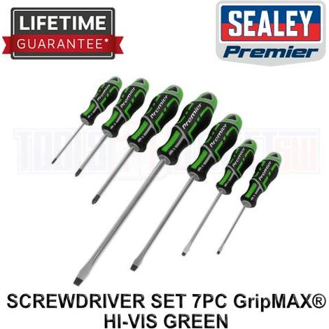 Sealey Premier GripMAX® Screwdriver Set 7pc - Hi-Vis Green AK4321HV