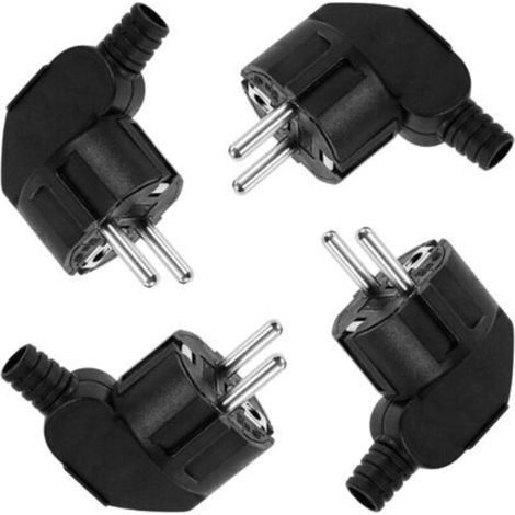 Prise électrique mâle 250V 16A, 4 pièces, prise d'angle, mise à la terre, Protection de prise électrique, noir (1/5)