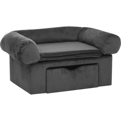 Divano per cani con cassetto 75 cm in peluche grigio scuro 020000093