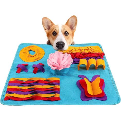 Grand tapis de fouille pliable multicolore pour chien, idéal pour l'alimentation lente et l'entraînement olfactif, 100 x 60 cm (1/5)