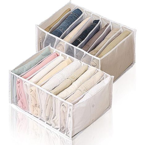 Schubladenorganizer, faltbarer Netzorganizer für Kleidung, Kleiderschrank-Organizer mit Fächern, Kleiderschrank-Organizer für Jeans und Hemden, 7+9 Fächer – Crezuo