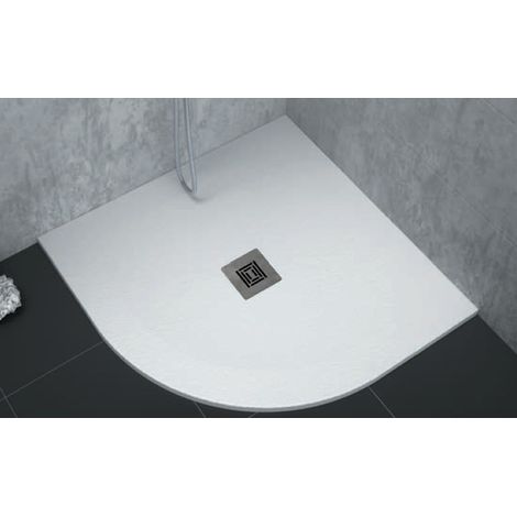 Sanycces – Receveur de douche à poser 80 x 80 cm – Extra plat – Surface ardoisée semi-circulaire – Antidérapant classe 3 – Sanylite blanc (1/5)