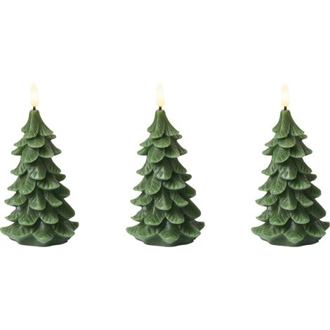 Conjunto de 3 decoraciones de Navidad LED para interiores vela accesorio de parafina verde Veloura