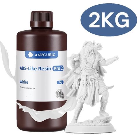 Resina para impresión 3D, alta precisión, curado rápido, blanca, 2 kg (1/2)