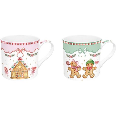 Coffret 2 Mugs 30cl En Porcelaine Fine Sweet Christmas - Pozzi Milano Spa