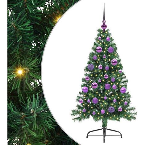 Sapin de Noël artificiel pré-illuminé, vert, 120 cm, en PVC (1/5)