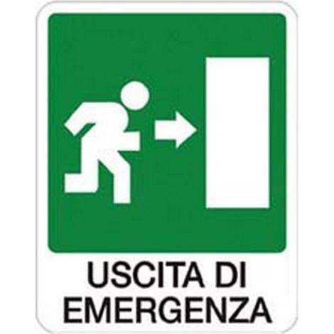 10PZ CARTELLO "USCITA DI EMERGENZA A DESTRA" - cm.20x30h.