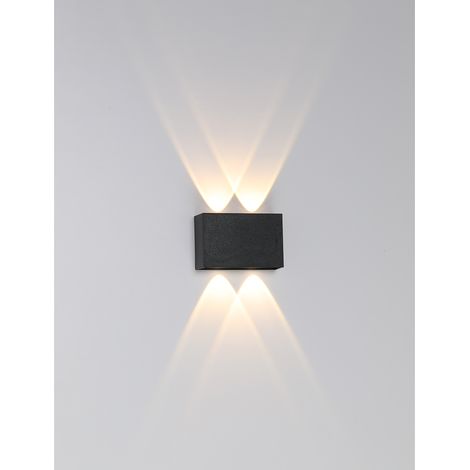 Moderne Applique Murale LED, 4W Lumière Blanc Chaud 3000K étanche IP65, Décorative Lumière pour Chambre Couloir Salon Escalier Hôtel Bar, Noir (1/4)