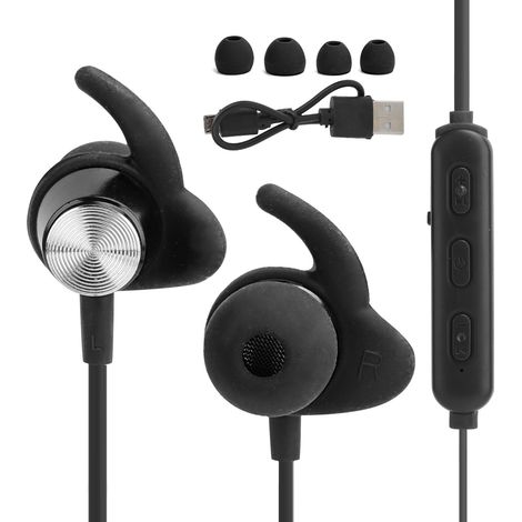 Casque Bluetooth Sport avec Écouteurs Magnétiques Intelligents HIFI pour le Cou (Noir) (1/5)