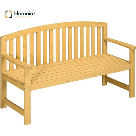 HOMAIRE 2-Sitzer Gartenbank Holz wetterfest mit Rückenlehnen
