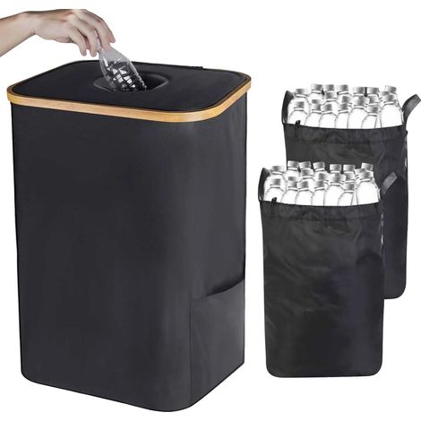 Cesta de almacenamiento, gran capacidad, bolsas interiores extraíbles, color negro, 105 L (1/2)