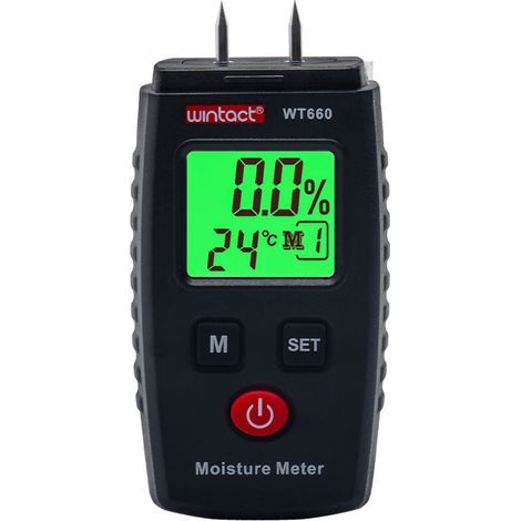 Testeur Humidité, Détecteur d'Humidité à Broche avec 5 Modes, Écran LCD avec rétroéclairage vert, Détecteur de Moisissures pour Bois et Matériaux de Construction.,de DEBUNS (1/4)