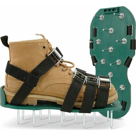 Aérateur de gazon manuel taille universelle avec 2 sangles réglables avec boucles sécurisées, chaussures aératrices pour aérer efficacement le sol de la pelouse-LIAIKI (1/5)