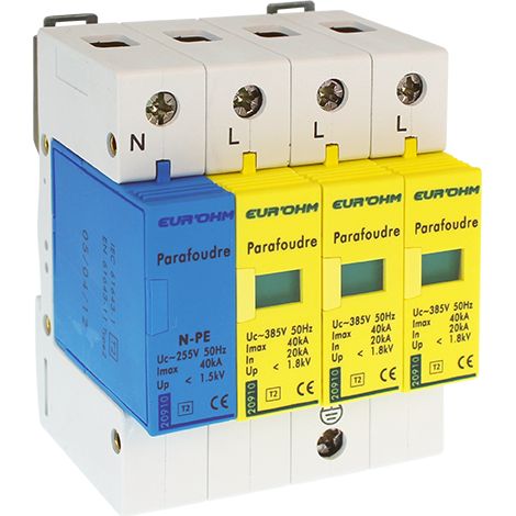 Parafoudre Type 2, Imax 40kA, In 20kA 3P+N