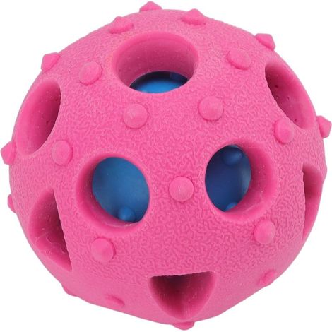 Balle à mâcher interactive et résistante aux morsures pour chiot, distributeur de friandises à faible débit, idéale pour l'entraînement et le jeu, rose rouge x 122 points (1/4)