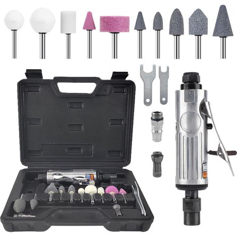 Pneumatic Grinding Machine Kit - Grinding, Deburring and Polishing - Suitable for Automobiles, Furniture and Metal Transformation, Comes with Integrated Multi-Specification Grinding Heads (Black) (1/5)
