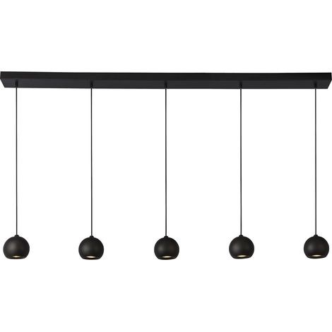 Searchlight Eindhoven Suspension barre noire mate à 5 lumières (1/4)