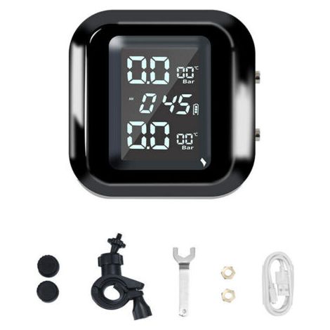 QORVA
-Système de Surveillance de la Pression des pneus sans Fil pour Moto TPMS de Charge USB pour Moto avec 2 capteurs externes Affichage LCD numérique TPMS pour Moto à Deux Roues,de (1/5)