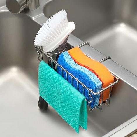 Support de lavabo 3-en-1 pour éponge, brosse et chiffon - avec (1/5)