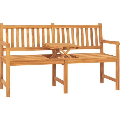 Banc de jardin 3 places avec table escamotable intégrée en bois de teck massif 150 cm - PANGIVO (1/5)