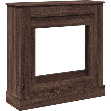 Manteau de cheminée en chêne brun, dimensions 90x30x90 cm, bois d'ingénierie. (1/5)