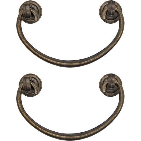 Juego de 2 tiradores plegables antiguos para muebles, cajones, armarios, cómodas, tocadores, bronce antiguo, latón. (1/5)