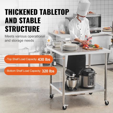 Table de Travail Inox 61 x 91 - 4 x 95 - 5 cm Table de (1/5)