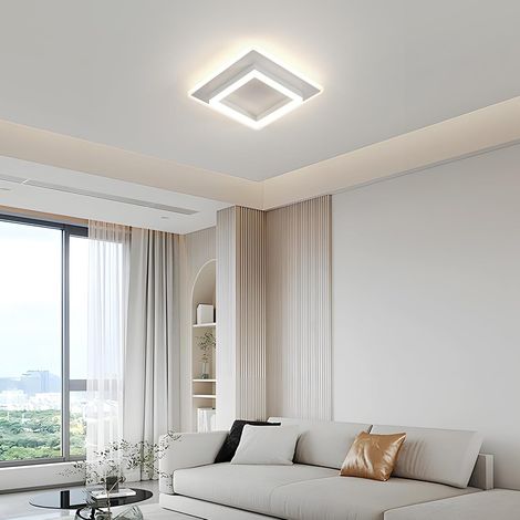 Goeco Square White Acrylic LED Ceiling Light 30W, 4500K Neutral Light Flush Mount, Modern Bathroom Kitchen Bedroom Fixture (1/5)