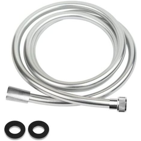 Pair Tuyau flexible de douche 1,5 m, PVC Argent Tuyau de Douche, Tuyau de Douche, Tuyau de Douche, Standard 1/2 Pouces en Laiton Interface, Kink-la Preuve, à l'Épreuve des explosions (1/5)