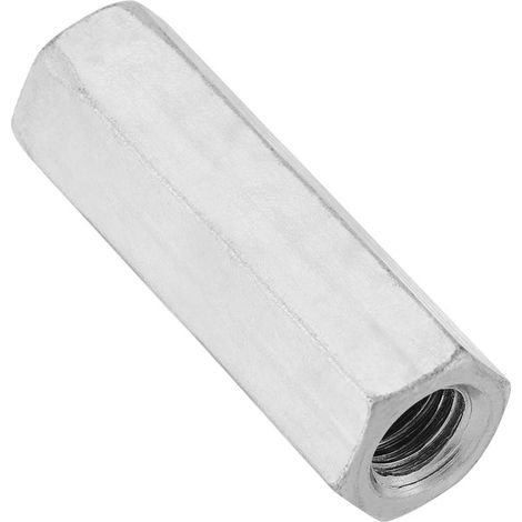 5 pièces Manchon M12 longues écrous de tige, écrou d'accouplement hexagonal, écrou de manchon hexagonal en acier au carbone pour tige filetée continue M12 50 côté opposé 15 (1/5)