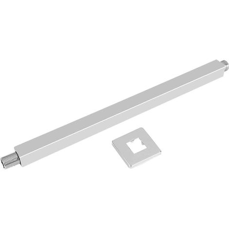 Bras de douche mural extensible en acier inoxydable avec pommeau de douche effet pluie.