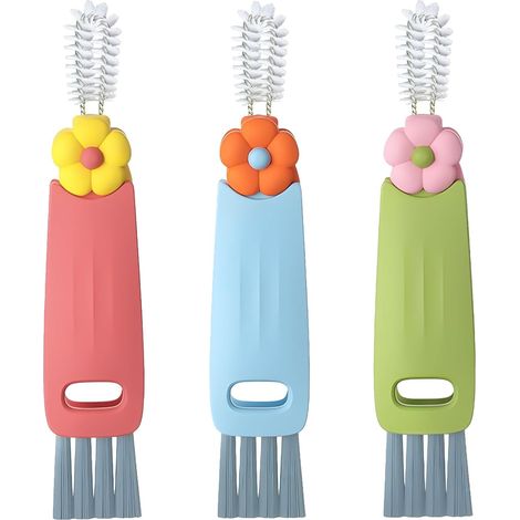 Juego de 3 piezas que incluye un cepillo para botellas 4 en 1, un cepillo de limpieza para lugares de difícil acceso y una herramienta práctica para el hogar y la cocina.