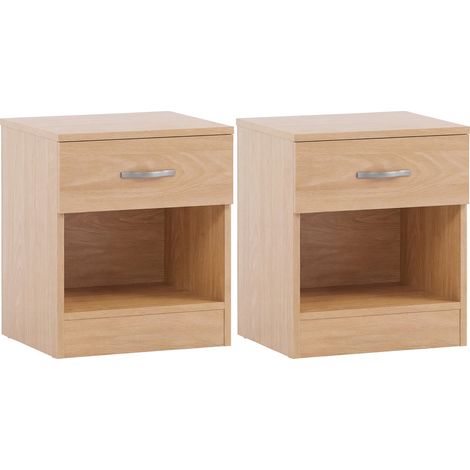 Riano 1 Drawer Bedside Tables Set of 2, Bedroom Storage Furniture, Pine (1/5)