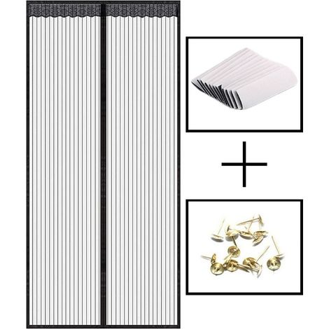 Porte magnétique pour moustiquaire 120 x 210 cm (47 x 83 pouces) noire 1 (1/5)