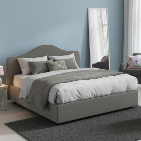 Talamo Italia Cama matrimonial Isotta, Cama contenedor con revestimiento de tela, 100% Made in Italy, Apertura frontal, adecuado para colchón Cm 160x200, Gris, con embalaje reforzado (1/5)