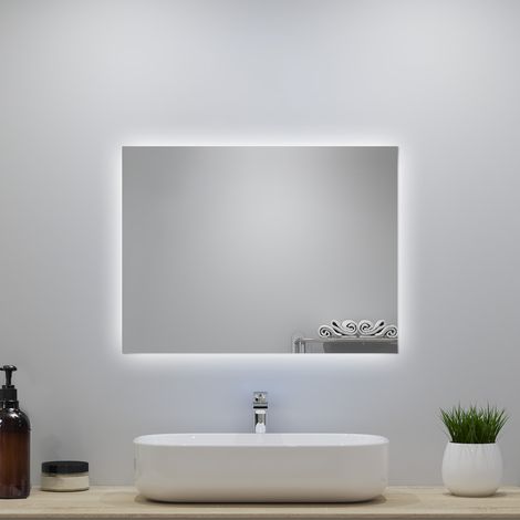OCEAN Specchio da bagno con LED 80x60cm,IP44, Interruttore a parete,HD Vetro (1/5)