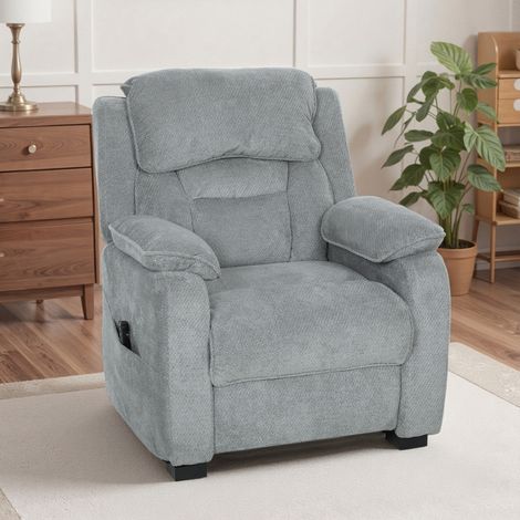 Fauteuil relax électrique fauteuil inclinable port USB repose-pieds poches latérales télécommande 86x90x103cm gris clair (1/5)