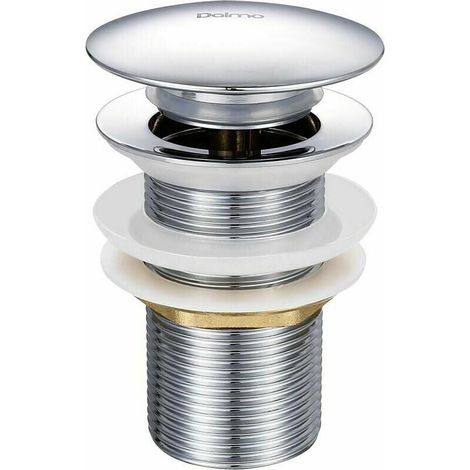 Bouchon D'évacuation Pour Lavabo - Laiton Chromé - Sans Trop-plein - Raccord G 1-1/4 - Hauteur 78 mm - Diamètre Couvercle 66 mm