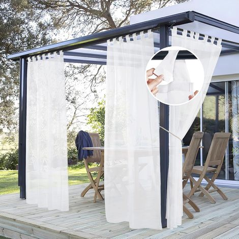 NCE Rideaux d'Extérieur Blanc Rideau Voilage avec Pattes, Draperies Imperméable Décoration de Patio Jardin Terrasse Maison, L 137 x H 274 cm, 2 PCs (1/5)