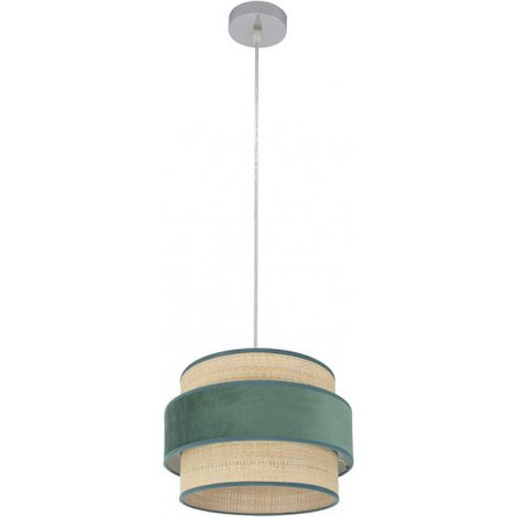 Colgante Reyes 1xe27 Cromo/natural-verde Regx30x30 Cm