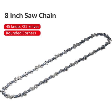 GARRYFIZH Chaîne de tronçonneuse de rechange de 20 cm (8 pouces) facile à assembler (45 nœuds/22 dents à bords arrondis), accessoire de rechange pour scies électriques à bois.