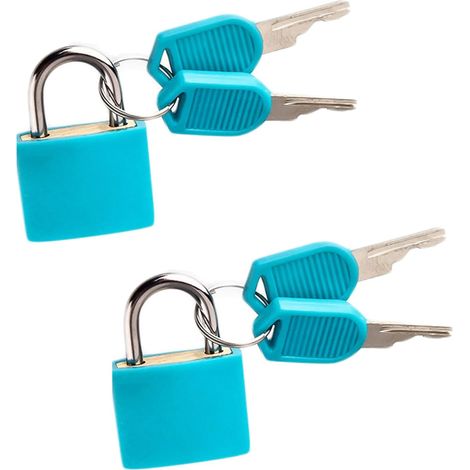 Pack of 2 Suitcase Lock with Key, Mini Padlock, Luggage Locks, Small Suitcase Locks, Luggage Lock Security Lock for Luggage, Backpack (Light Blue)