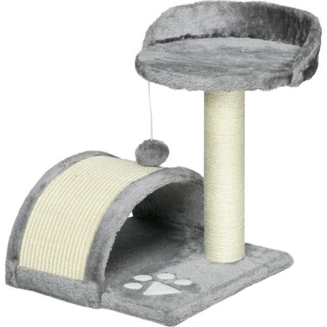 Tiragraffi per gatti 46 cm con nascondiglio, pallina, corda in sisal e piattaforma rialzata, grigio (1/4)