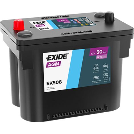 BATTERIE EXIDE AGM G34 12V 50AH 800A 260X173X206 EK508 (1/2)