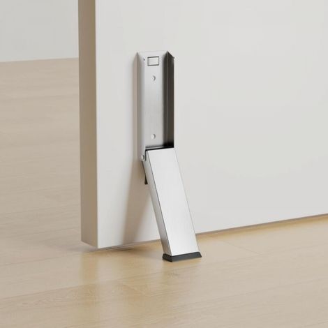 Butée de porte robuste de qualité commerciale Butée de porte robuste, sans perçage, fixation bidirectionnelle (vis et rondelles) - Blanc (acier) (1/3)